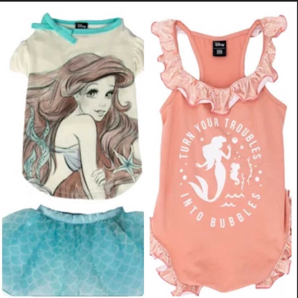 NWT Disney Little Mermaid Ariel 2 outfits swimsuit XS
